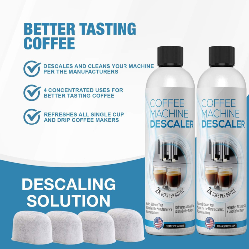 Keurig Compatible Descaling Concentrate Solution - 2 Bottles, 4 Filters